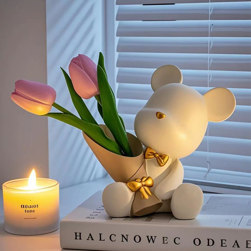 Cute Mini Little Bear Vase Cre - Florist Supply Vases recension och pris