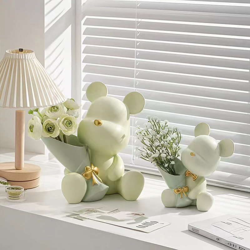 Cute Mini Little Bear Vase Cre - Florist Supply Vases recension och pris